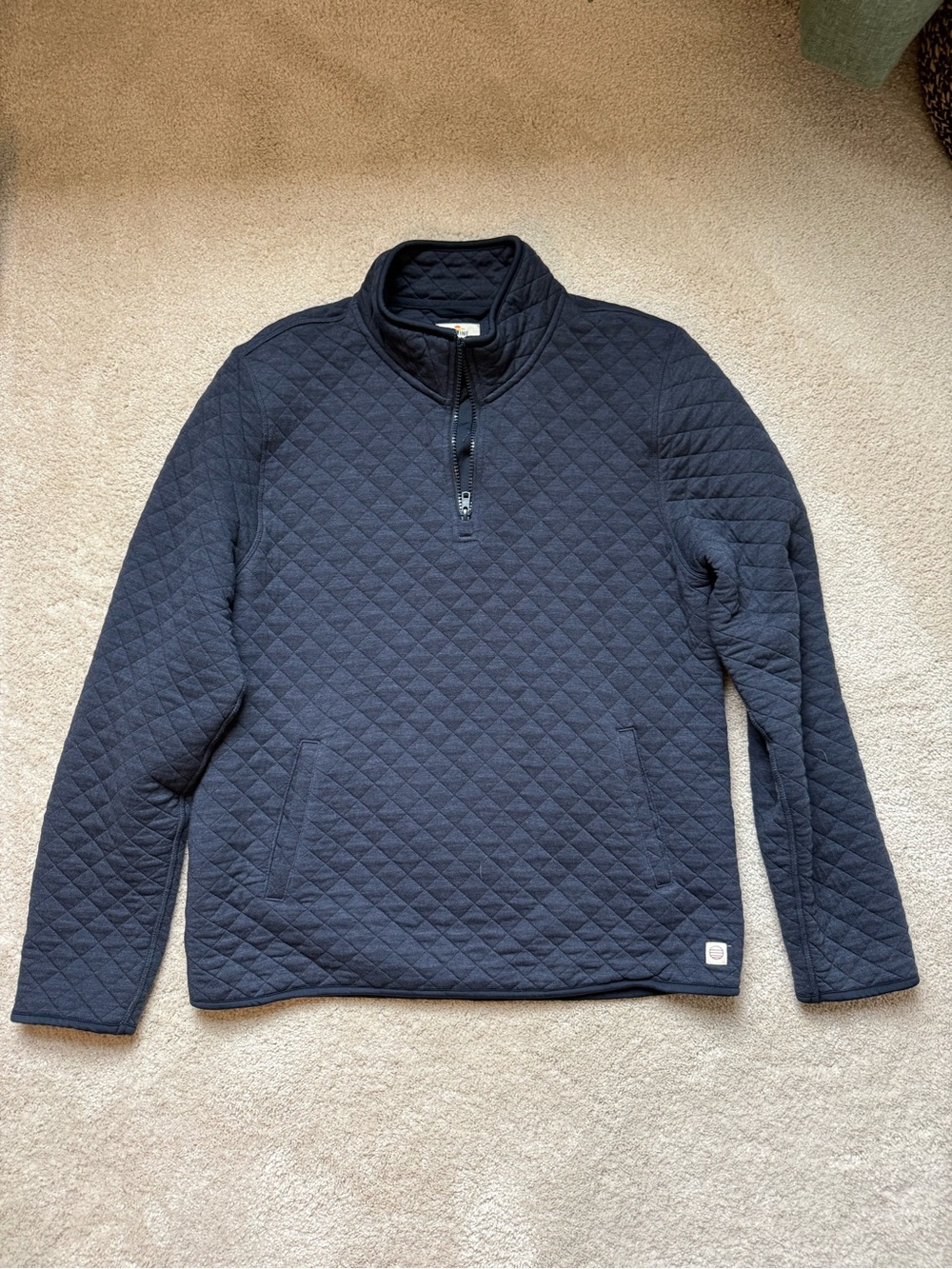 Marine Layer Men's Quilted Half-Zip Pullover - Navy Blue